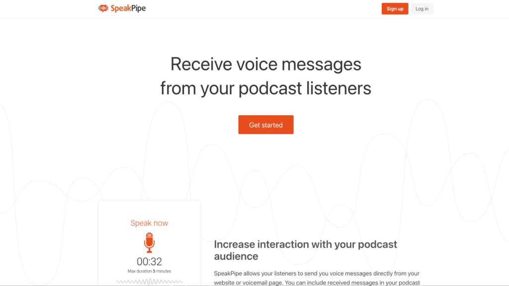Voicemail-Tools für Podcasts - Speakpipe Website - Bild 2